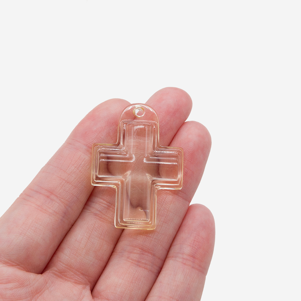 Подвеска в форме креста "Готика", 37*27мм, айвори, акрил