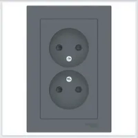 Розетка Systeme Electric "AtlasDesign" Грифель ATN000722, двойная, скрытая, со шторками