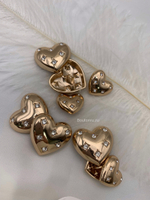 Пуговицы сердечки золотые со стразами