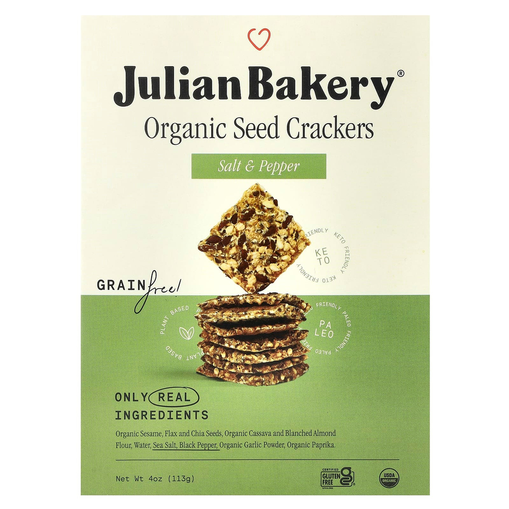 Julian Bakery, Органические крекеры, соль и перец, 113 г (4 унции)