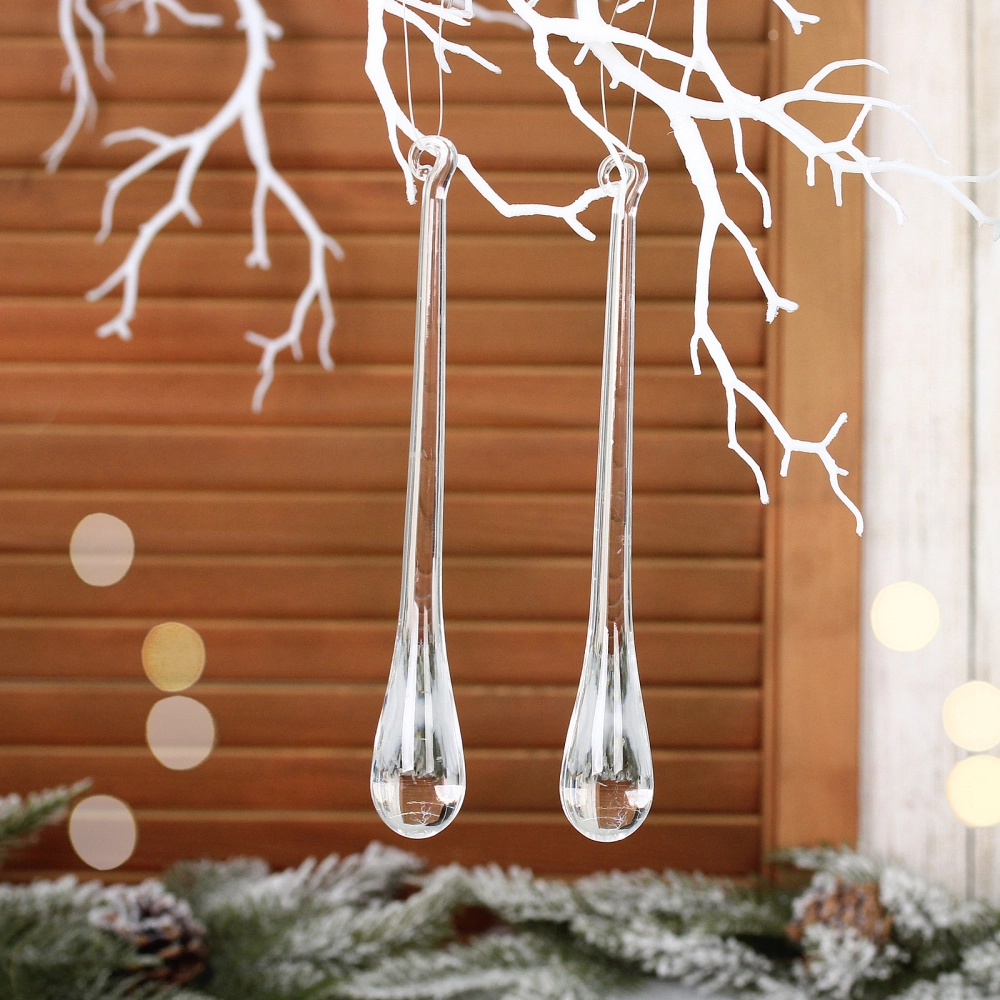 Подвеска «Изящная капля» 20 см (набор 2 шт), Прозрачный