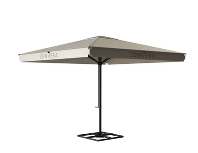 Телескопический квадратный зонт на центральной опоре на стальной, металлической стойке