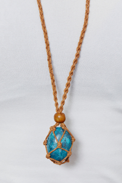 Авоська-подвеска для кристаллов коричневая в стиле бохо