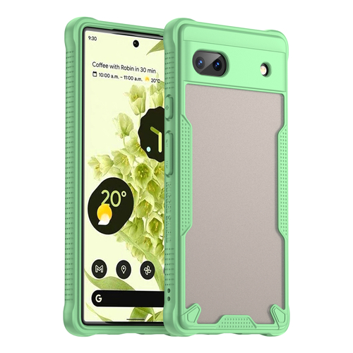 Чехол с зелеными боковыми рамками для Google Pixel 6a, задняя крышка прозрачная тонированная