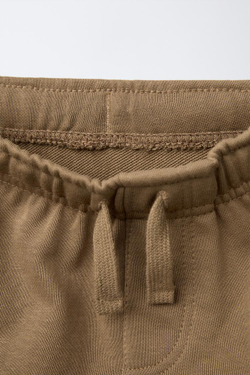 ZARA ШОРТЫ ИЗ МЯГКОЙ ТКАНИ ПРЯМОГО КРОЯ С РЕЛЬЕФНОЙ НАДПИСЬЮ, РЫЖЕВАТО-КОРИЧНЕВЫЙ