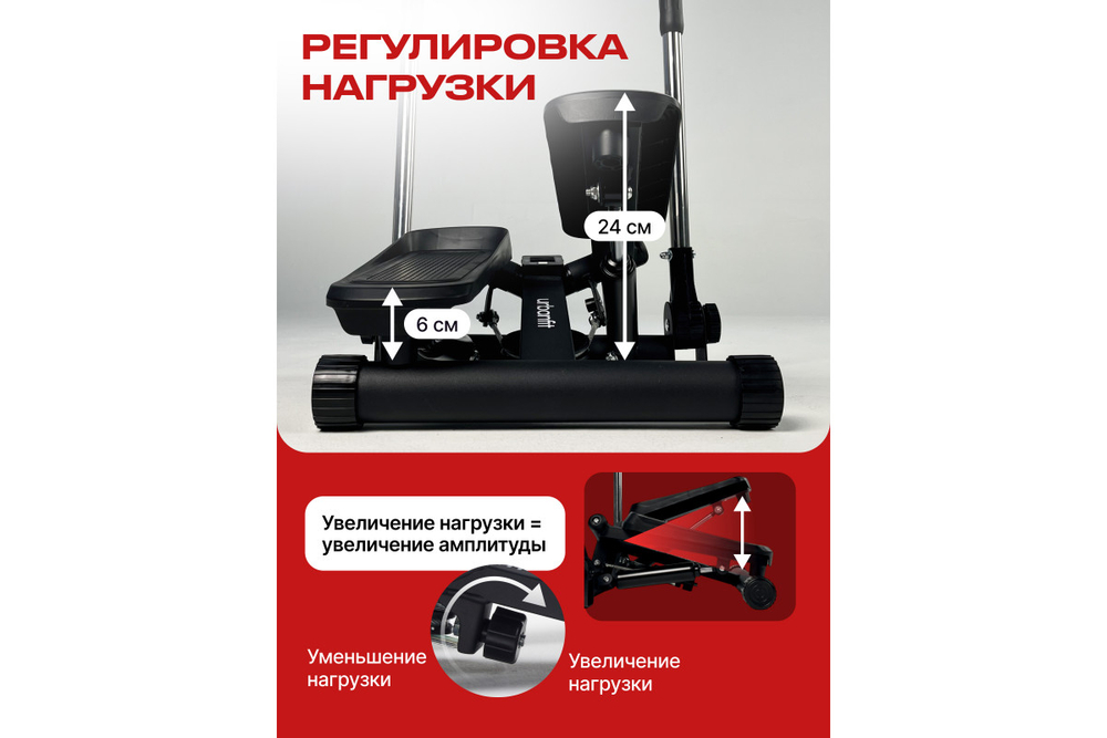 Степпер поворотный с поручнями Urbanfit, матовый черный