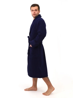 Халат мужской махровый "Элит" с воротником шалькой, цвет: 761-Темно-синий