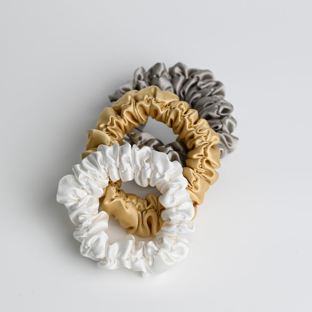 Набор резинок для волос "Medium" айвори, серый, золотистый