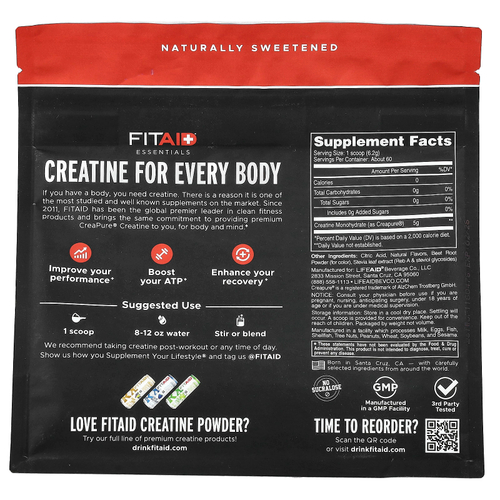 FITAID, Essentials, креатин, яблоки Фуджи, 372 г (13,1 унции)