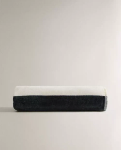 ZARA HOME ПЛЯЖНОЕ ПОЛОТЕНЦЕ В ШИРОКУЮ ПОЛОСКУ, ЭКРЮ/ЗЕЛЕНЫЙ