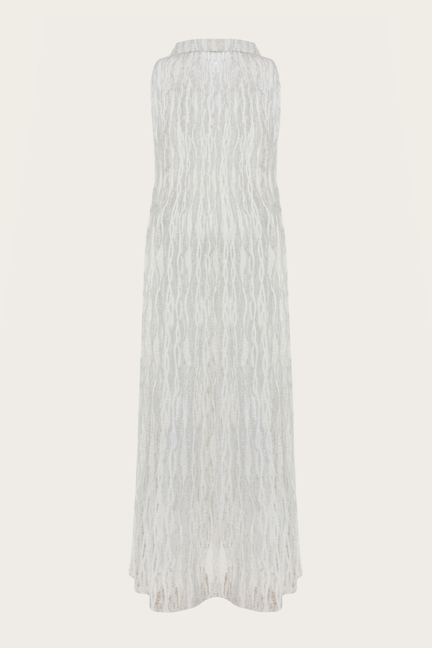 Белый кейп с вышивкой бисером, стеклярусом и бусинами