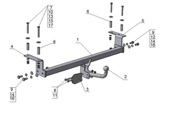 Фаркоп для Nissan Qashqai 2007-2014 Тип шара: A. Нагрузки: 1200/75 кг, NS 13