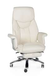 Кресло офисное  Парламент  (ivory) сталь + хром  слоновая кость экокожа