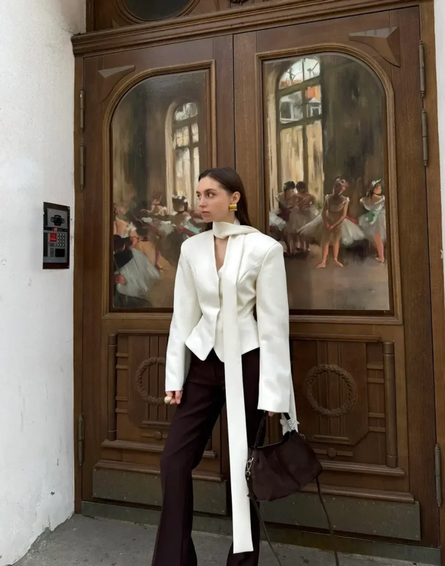 Блейзер с шарфом Tata, Молочный