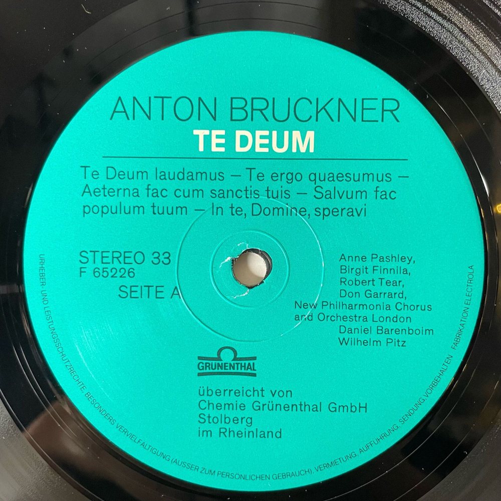 Винтажная виниловая пластинка LP Anton Bruckner Брукнер 1824 1974 (Германия 1974)