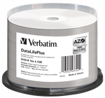 Оптический диск Verbatim DVD-R 4.7GB 16X AZO DataLifePlus Wide Inkjet Printable, Spindle, 50 шт