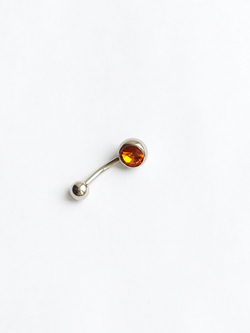 Банан для пупка, 1,6 х 10 мм, с камнем-конусом, желтый