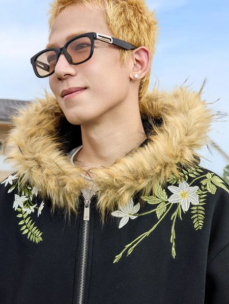 Худи HARSHandCRUEL "Flowers" Fur Hoodie