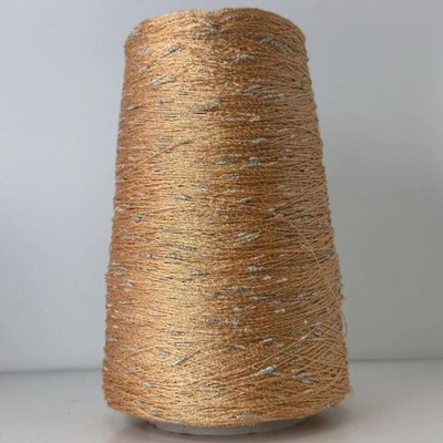 LUCKY STAR - Luxury Selection by Ri.Go; 75% вискоза, 5% п/а, 20% люрекс с утолщениями; 900м/100гр; col. 90138, цвет: светло-оранжевая нить с золотым люрексом;