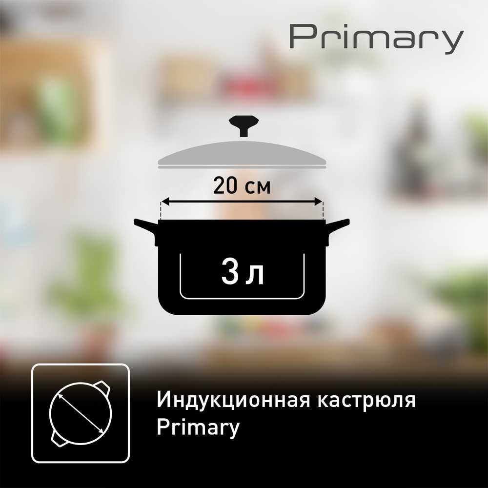 Кастрюля с крышкой Tefal Primary 20 см 3 л E3084474