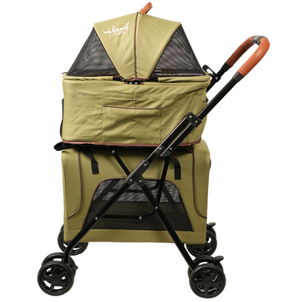 Коляска прогулочная Mr.Kranch для собак и кошек двойная максимальная нагрузка 10 кг+10 кг оливковая