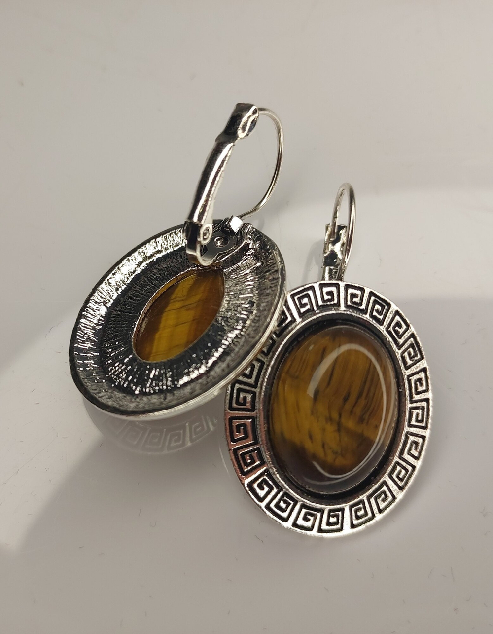 Комплект бижутерии "Тигровый глаз" - Овал (натуральный камень, бижутерный сплав)