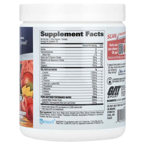 GAT, Flexx EAA + Hydration, клубника и манго, 354,9 г (12,5 унции)