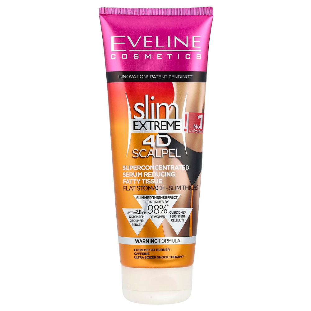 Eveline Cosmetics, Slim Extreme 4D Scalpel, суперконцентрированная сыворотка, уменьшающая жирность тканей, 250 мл (8,8 жидк. унц.)