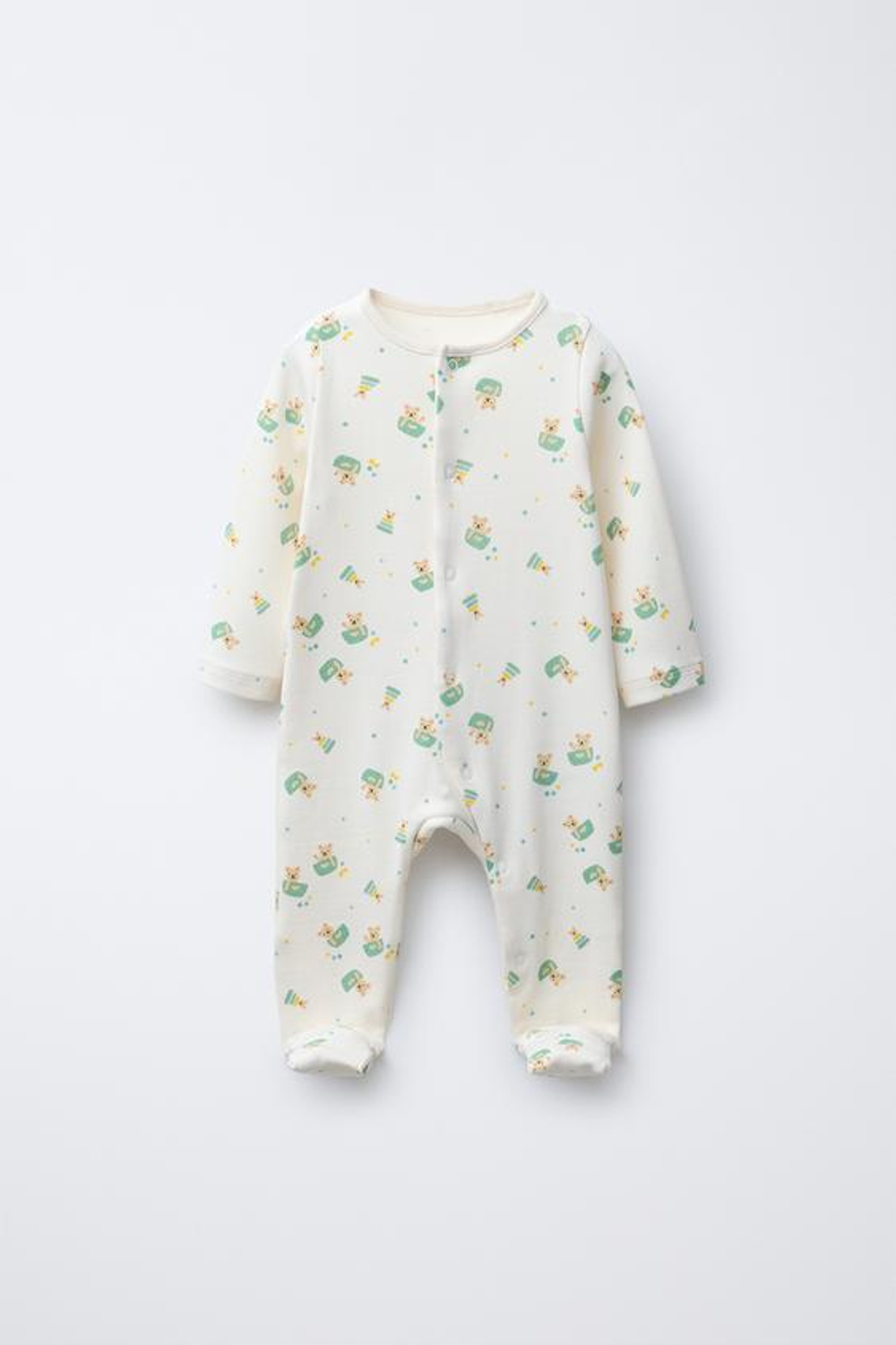 ZARA КОМБИНЕЗОН С МЕДВЕЖАТАМИ И ТРАНСФОРМИРУЕМЫМИ НОЖКАМИ, ЭКРЮ