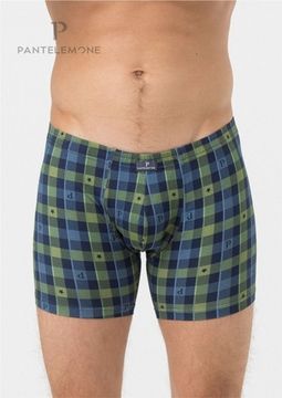 Трусы мужские боксеры удлинённые Pantelemone PMHL-1405, клетка оливковая