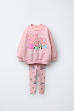 ZARA КОМПЛЕКТ: ТОЛСТОВКА И ЛЕГГИНСЫ PEPPA PIG ™, РОЗОВЫЙ