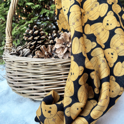 Шаль 120*120см, ТЭДДИ на чёрном