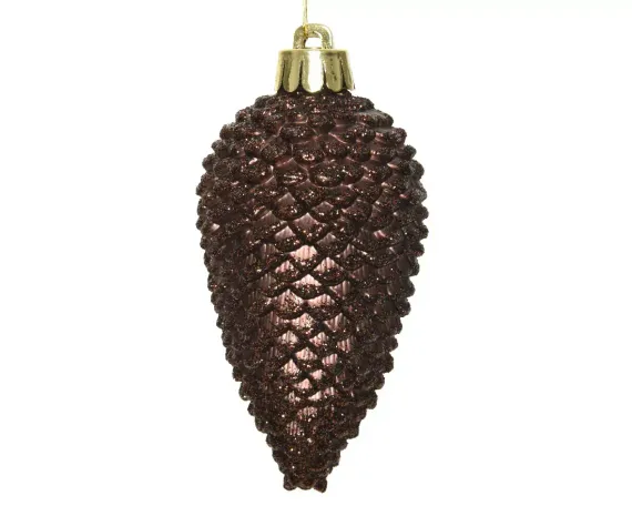 Пластиковая елочная игрушка Шишка темно-коричневый, 80 мм., 6 шт., Kaemingk (028589)