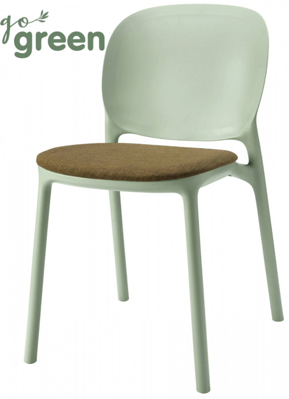 Стул пластиковый с обивкой Scab Design Hug, зеленый шалфей