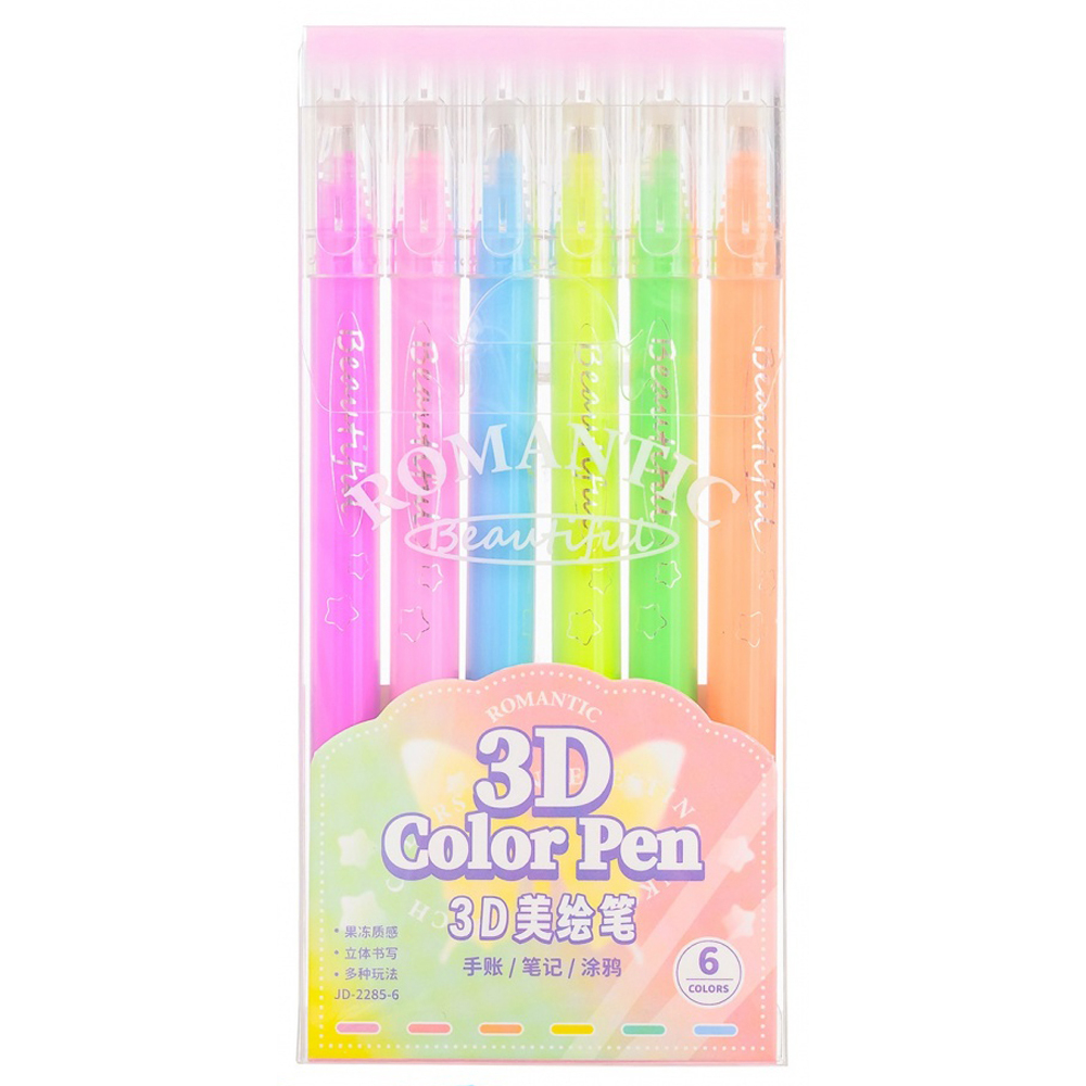 Ручка гелевая, Basir, акриловые цветные чернила, 6 шт