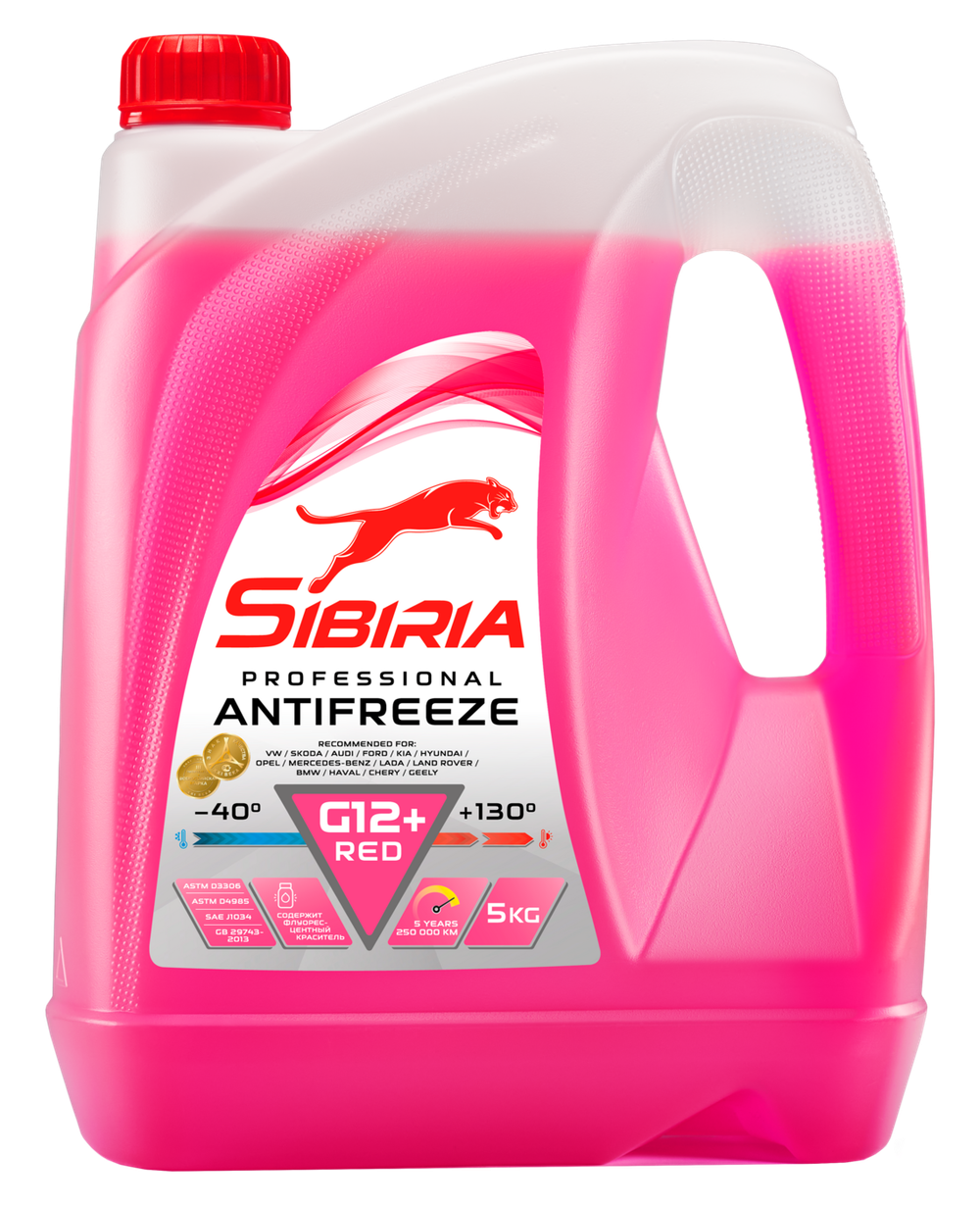 Антифриз Sibiria G12+, красный, 5 кг