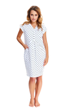 Сорочка свободного кроя в горошек (Размер: M) (Цвет: светло-серый)