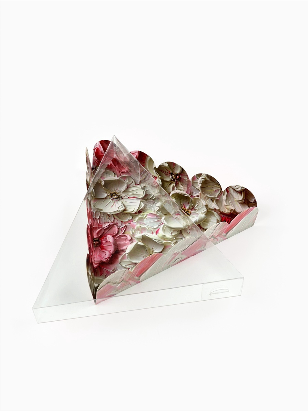 Коробка для кондитерских изделий с пластиковой крышкой «Розовые цветы», 18 х 3 см