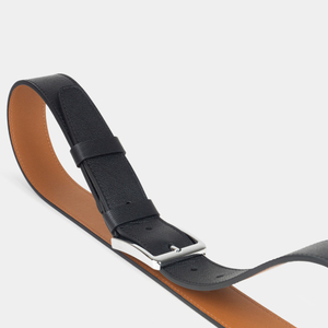 Ремень кожаный мужской для джинс из натуральной кожи сафьяно 40 мм, чёрный