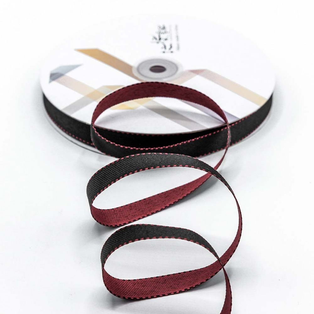 Лента Полиэстер 1,6см х 55м с каймой двухцветная (Красный, Черный)