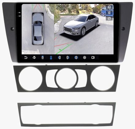 Магнитола для BMW 3 E90 2005-2012 (без штатного экрана) - FarCar BX170M-360 монитор 9.5" 2K QLED на Android 13, 6Гб+128Гб, CarPlay, 4G SIM-слот, 4 камеры в комплекте