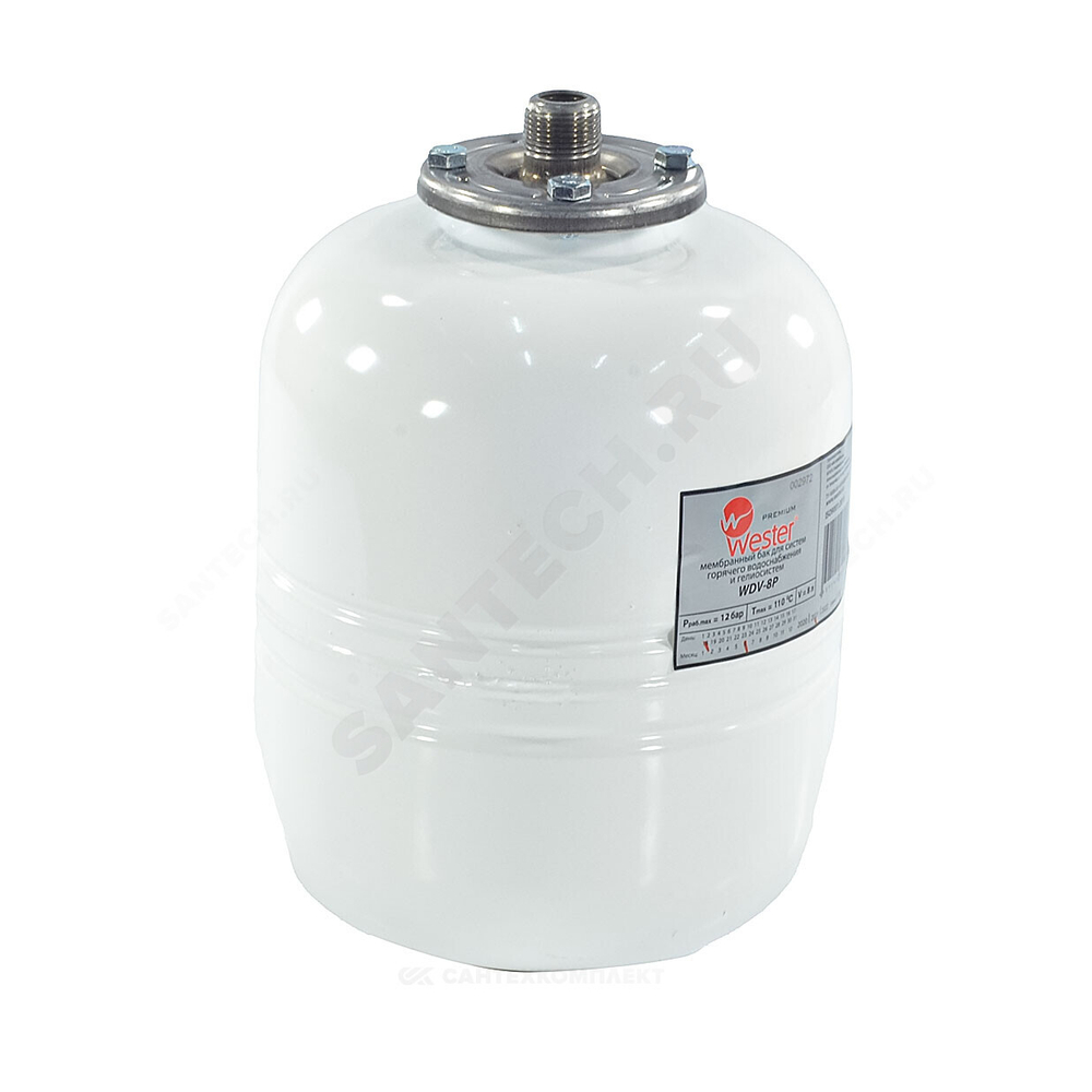 Бак расширительный мембранный для отопления 8 л 12 бар 3/4" НР WDV Premium Wester 0-14-0350