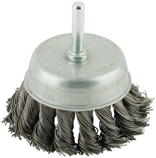 Корщетка чашечная, со шпилькой, стальная витая проволока 65 мм 38477