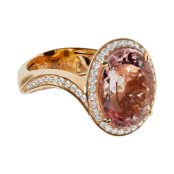 Кольцо С Морганитом и Бриллиантами, R0144-2/4