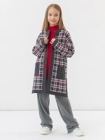 Кардиган серо-бело-красный для девочки арт. АТ922