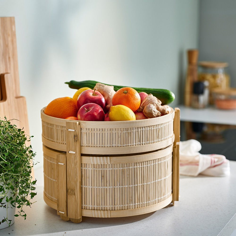 IKEA KANELMOTT  (ИКЕА КАНЕЛМОТТ)  -  Корзина для фруктов и овощей, комплект из 2 штук, бамбук