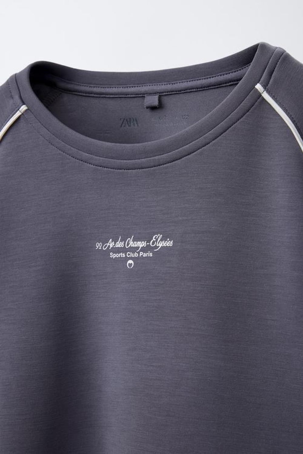 ZARA ФУТБОЛКА ИЗ МОДАЛА С НАДПИСЬЮ, СЕРЫЙ