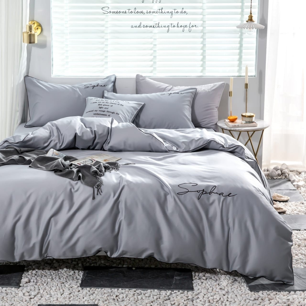 2-спальное постельное белье из сатина Серая гладь
