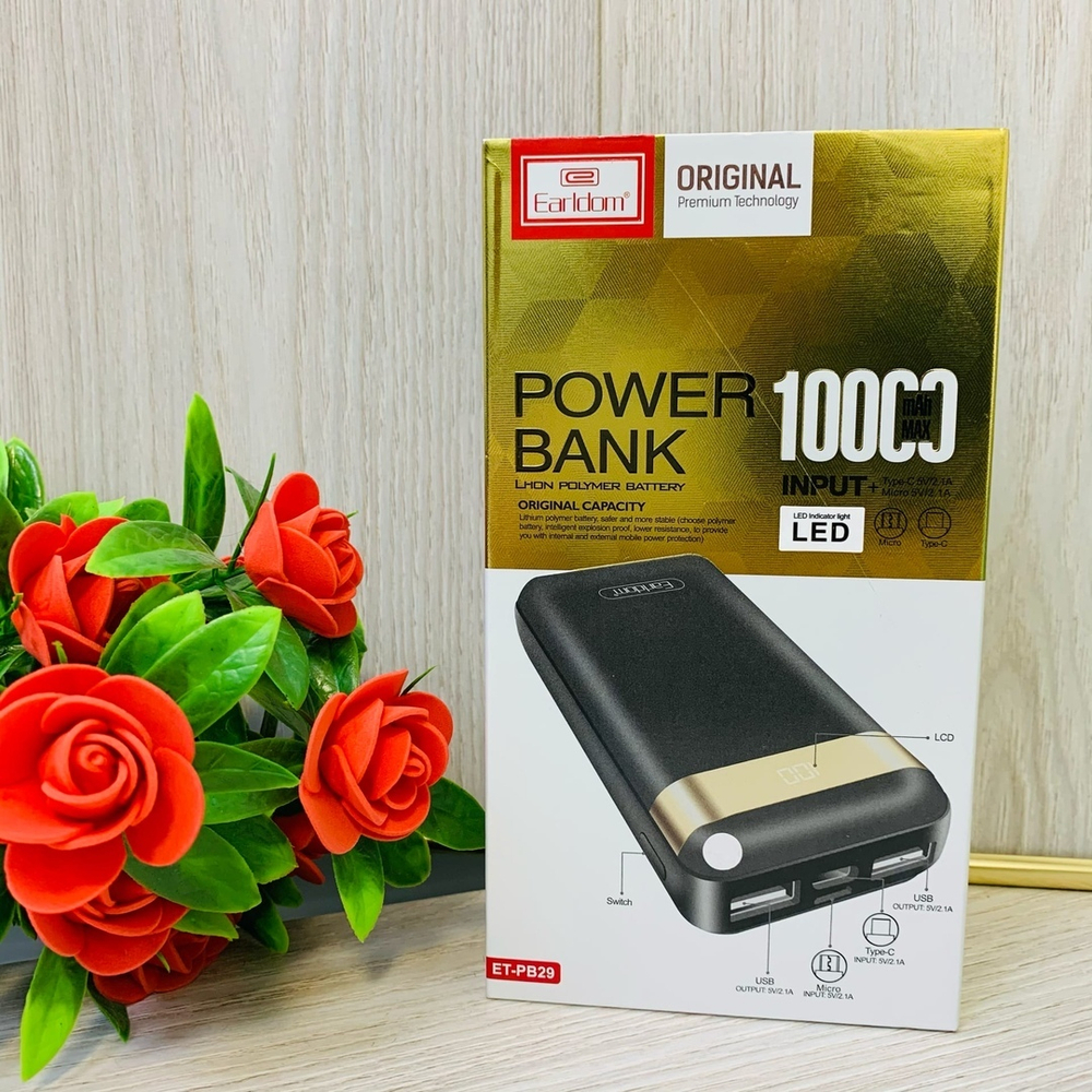 Power Bank 10000mAh, Earldom ET-PB29, белый
