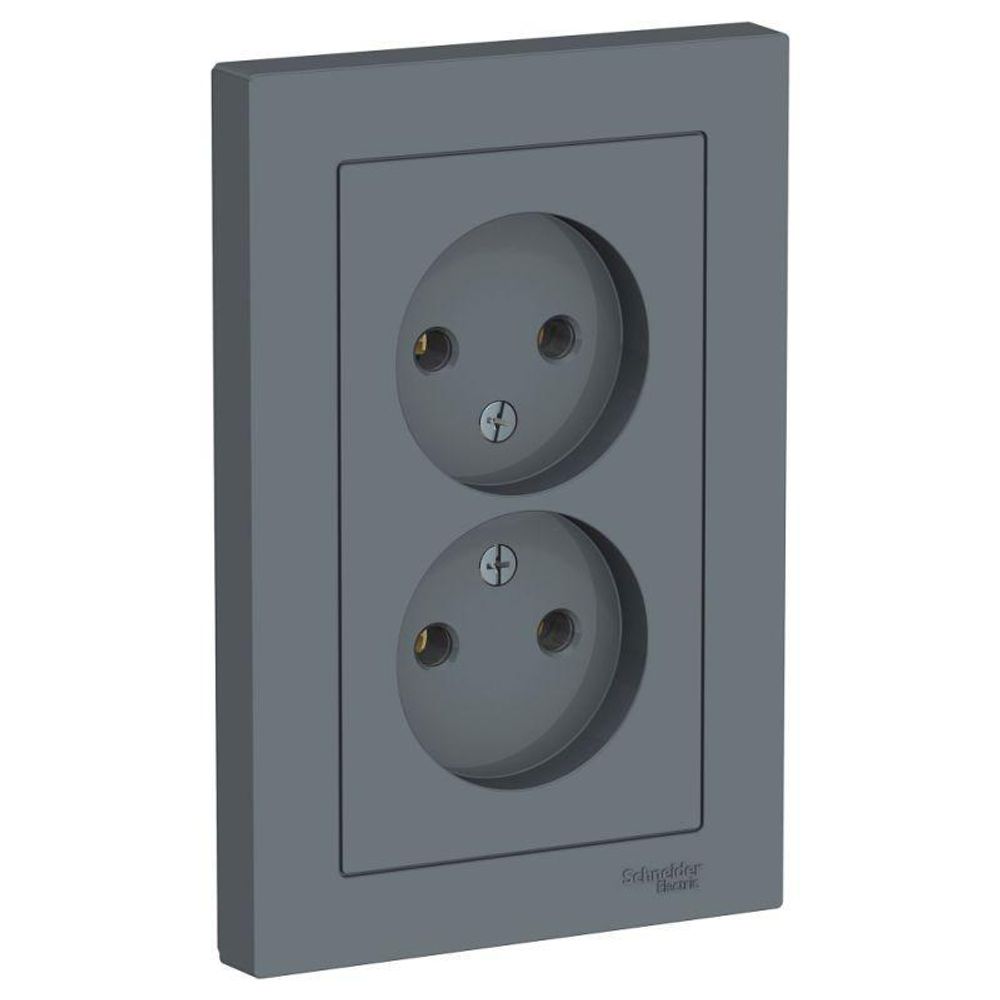 Розетка 2-м СП AtlasDesign 16А IP20 без заземл. в сборе грифель SE ATN000720